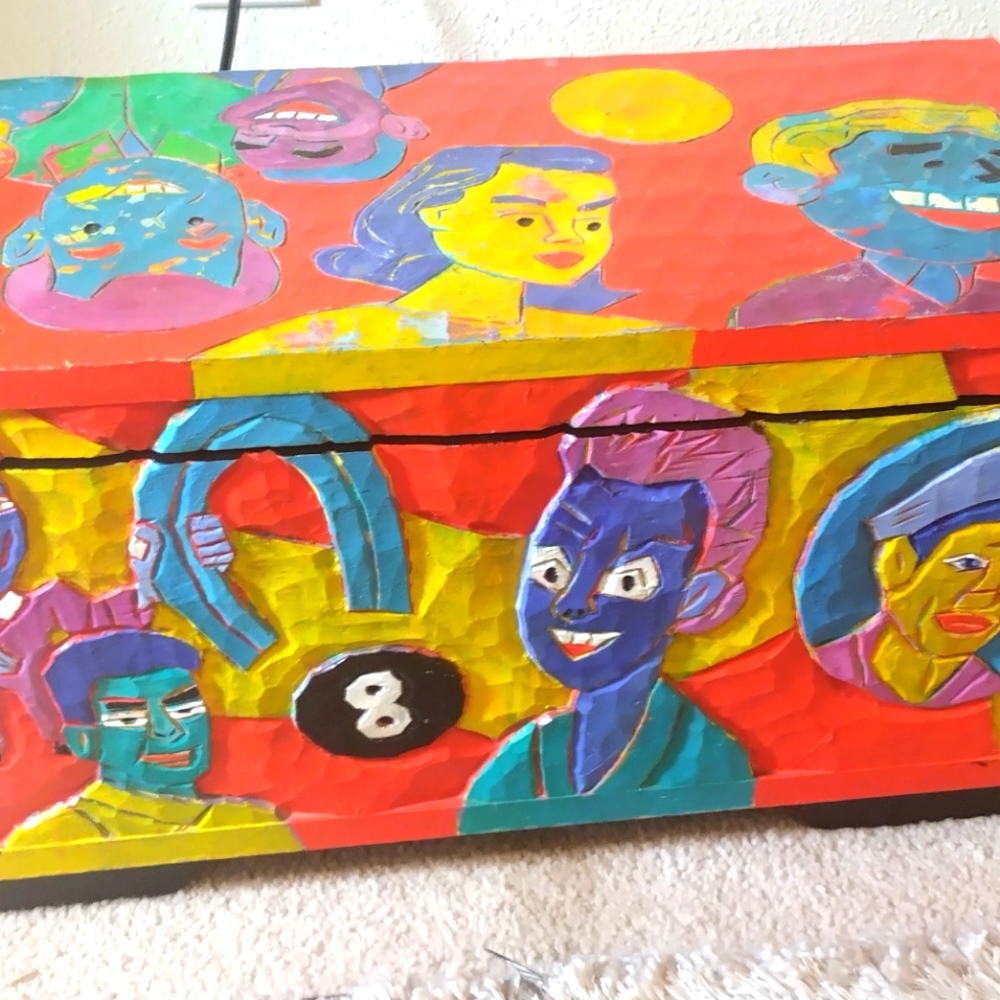 Tom Cramer painted box 2×10 multi colored